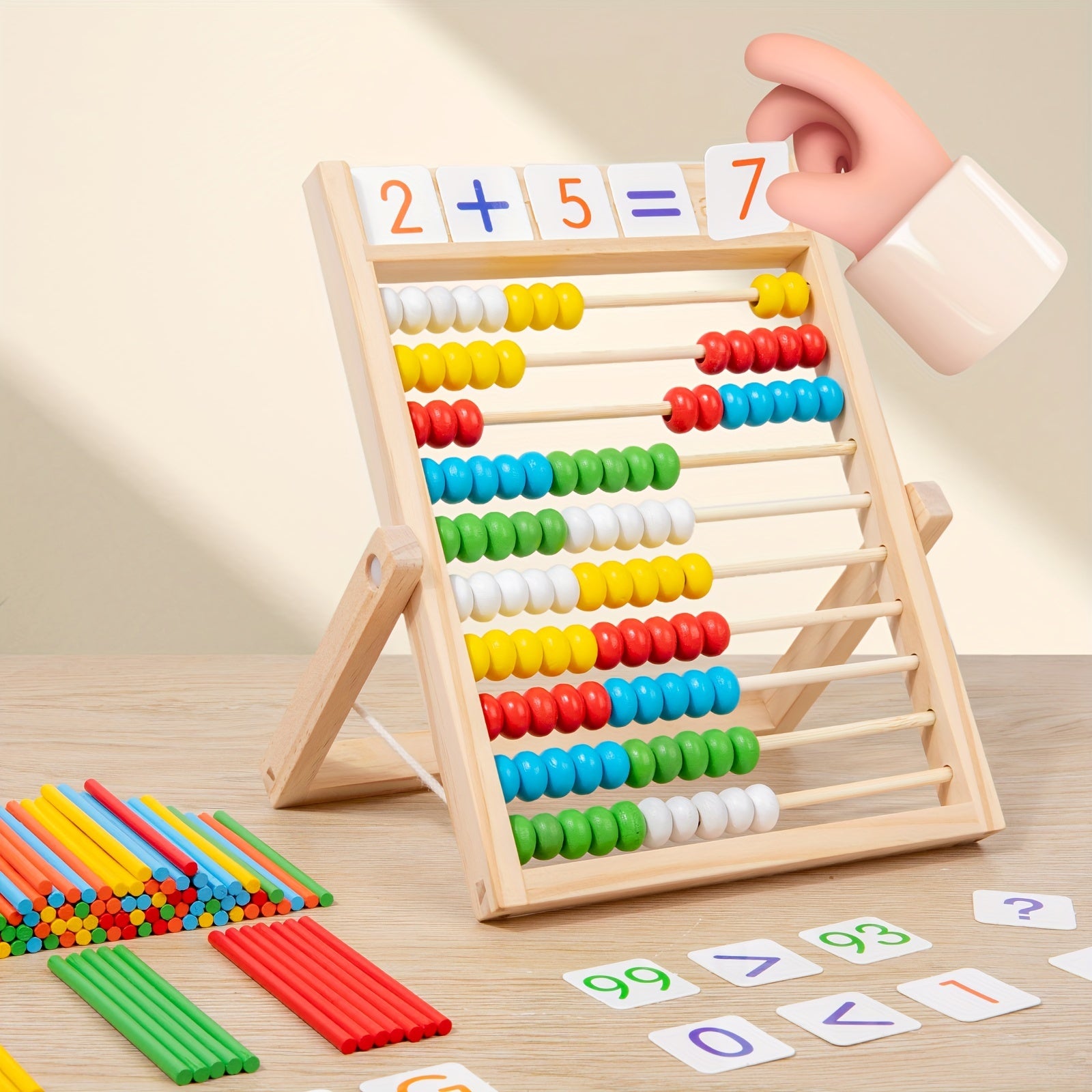 Wooden Computing Frame with Numbered Pegs