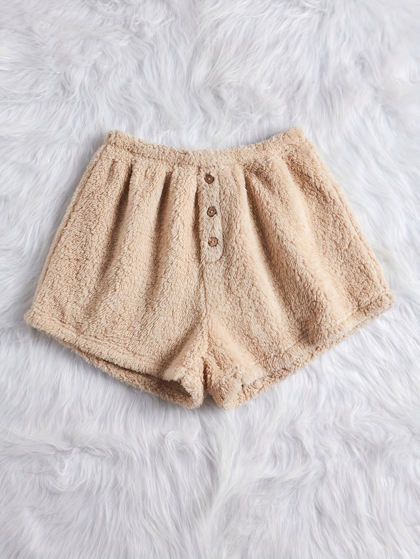 Soft Fuzzy Lounge Bottoms with Elastic Waistband Shorts