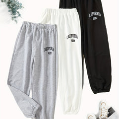 3pcs CALIFORNIA Letter Boys Active Sweatpants Breathable Jogger Sports Pants