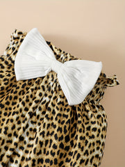 Baby Girl Leopard Print Romper Trousers Set