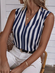 Striped Print V Neck Tank Top