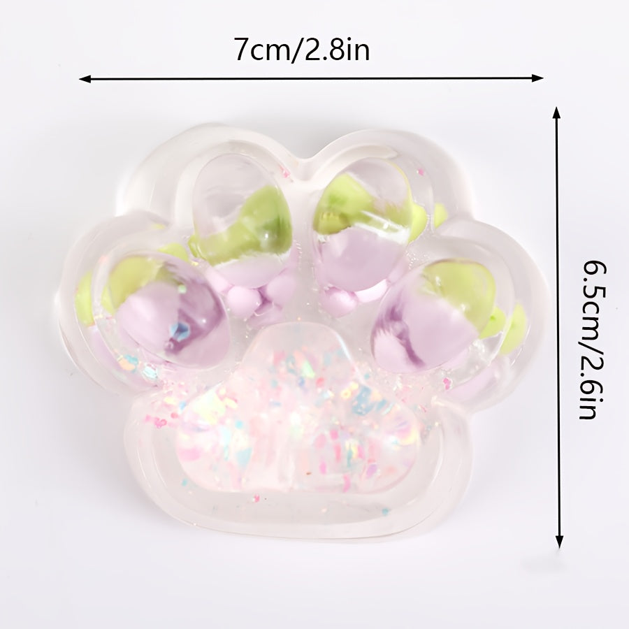 Clear Cat Paw Squishy Toy Pink Glitter Shining Silicone Squeeze Toy