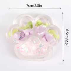 Clear Cat Paw Squishy Toy Pink Glitter Shining Silicone Squeeze Toy