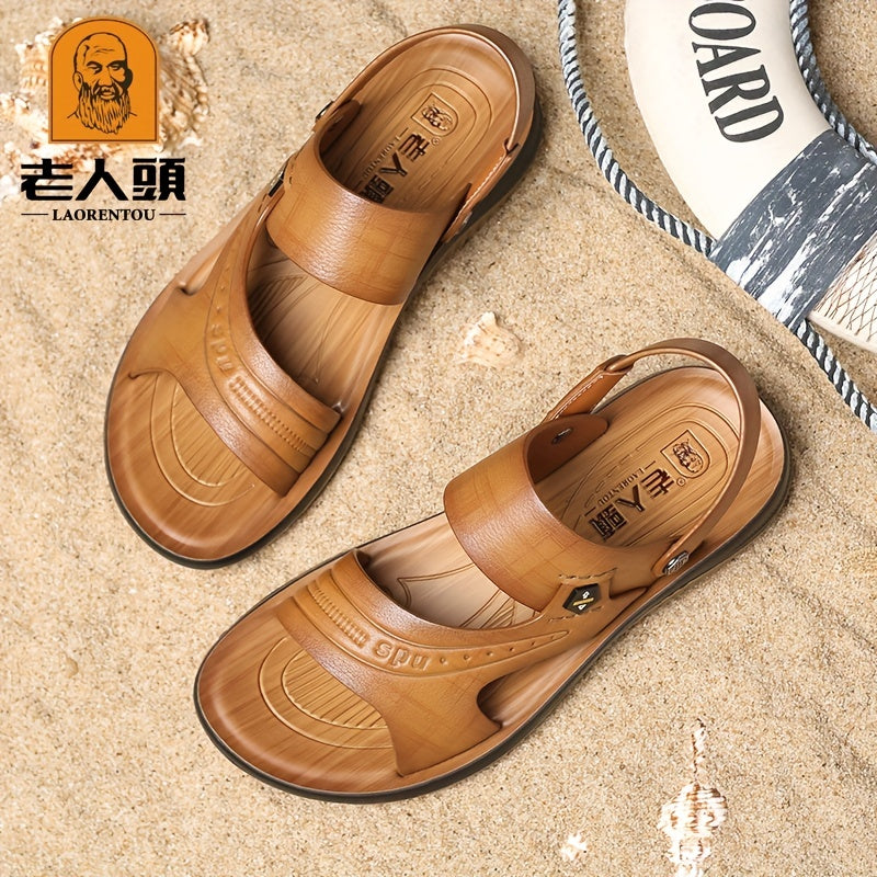 LAORENTOU Leather Non Slip Sandals for Men