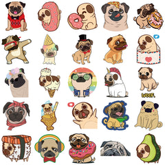 50 Cute Pug Cartoon Stickers for Decor & Crafts