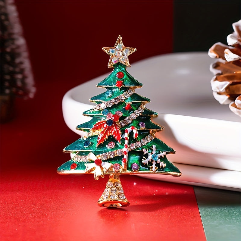 Christmas Rhinestone Enamel Brooch Pin Women's Jewelry Gift