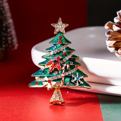 Christmas Rhinestone Enamel Brooch Pin Women's Jewelry Gift