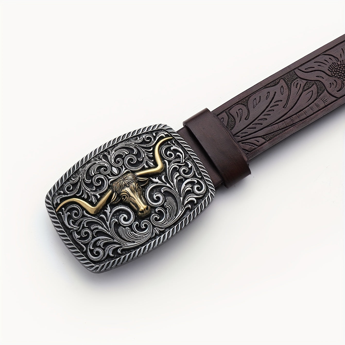 Embossed Leather Belt Retro Casual Waistband For Men