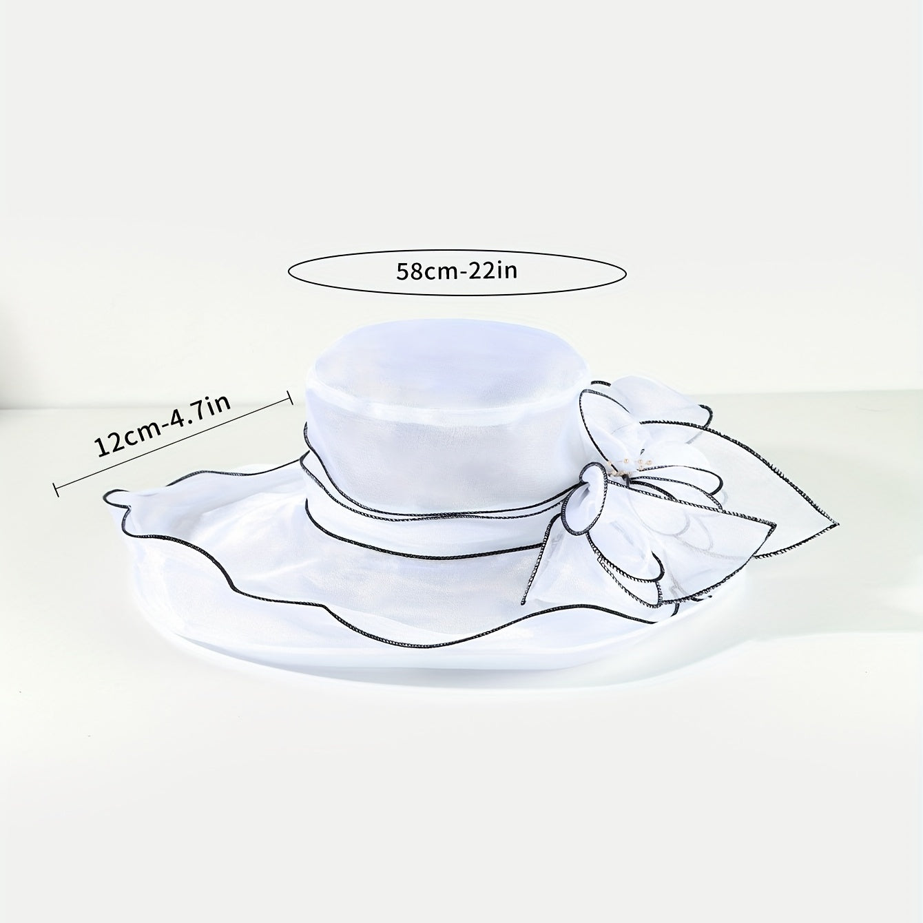 Wide Brim Sun Hat Organza Bridal Wedding Hat 3D Flower Church Hat
