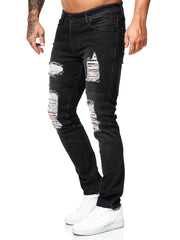 Slim Fit Ripped Jeans Mens Casual Distressed Stretch Denim Pants
