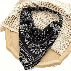 Paisley Print Head Scarf Triangle Bandana Hairband Elastic Headwrap