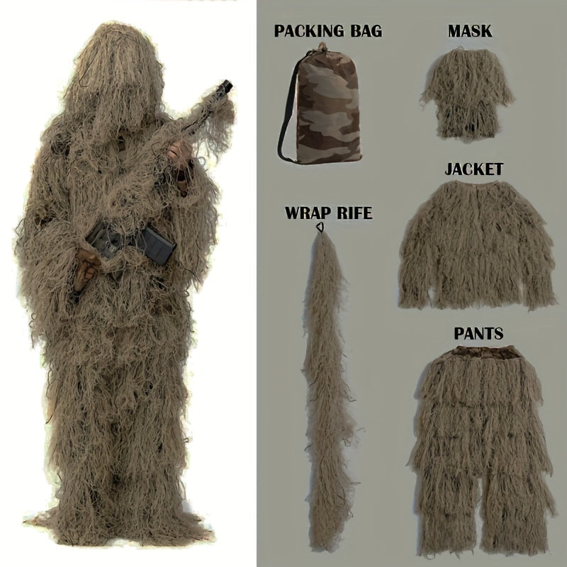 Men's Ghillie Suit Jacket & Pants Set Camo Airsoft Gear