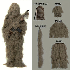 Men's Ghillie Suit Jacket & Pants Set Camo Airsoft Gear