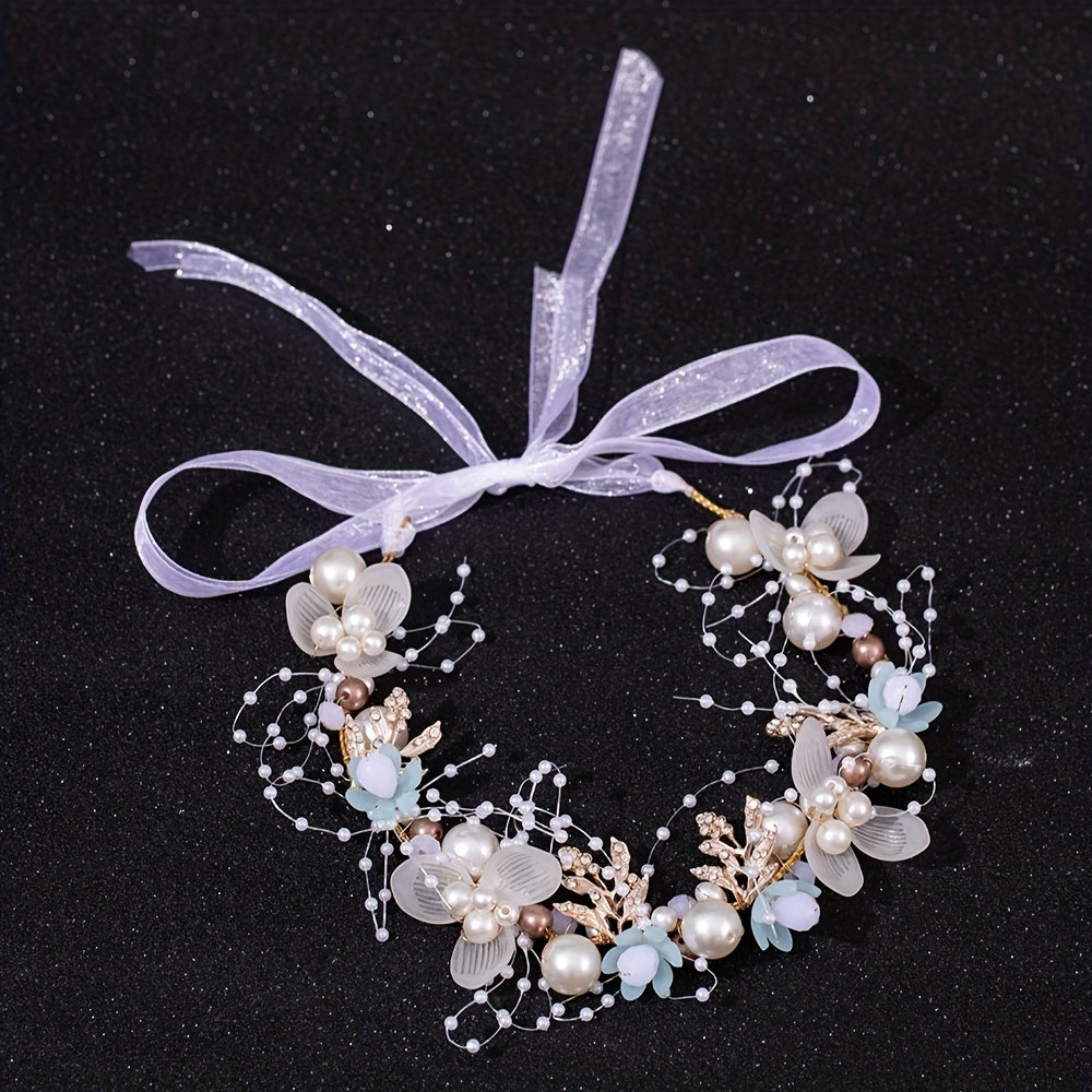 Floral Pearl Bridal Headband Wedding Hair Accessory