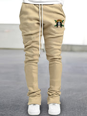 Skull Pattern Flared Trousers Men's Street Style Joggers
