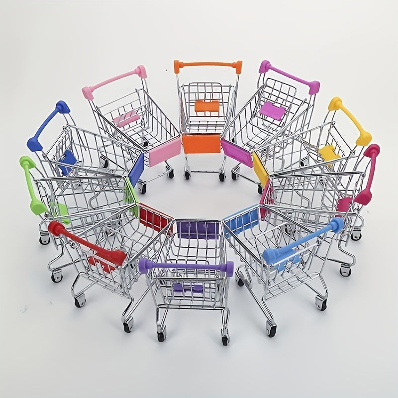 Mini Shopping Cart Decor Small Cosmetic Storage Supermarket Handcart Mini Cart