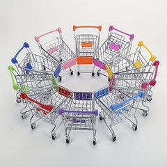 Mini Shopping Cart Decor Small Cosmetic Storage Supermarket Handcart Mini Cart