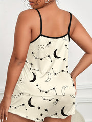 Moon & Star Print Cami Top & Shorts 2pcs Set