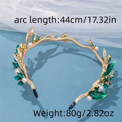 Girls Green Rhinestone Pearl Hair Hoop Dress Accessory