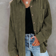 Solid Lapel Long Sleeve Jacket for Women