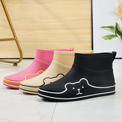 Bear Print PVC Round Toe Waterproof Rain Boots