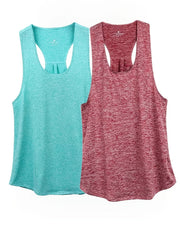 2pcs Solid Running Casual Sports Racerback Tank Top Women's Summer Tops