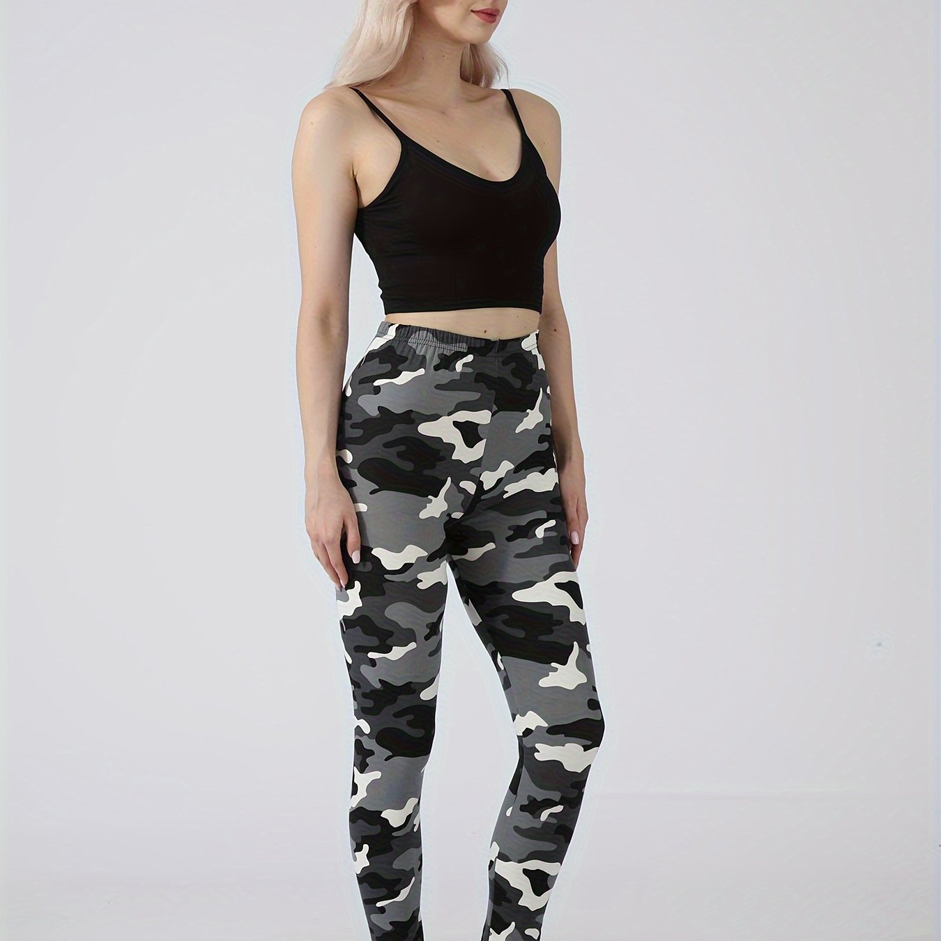 Camo Print Lounge Pants Elastic Waistband Womens Loungewear