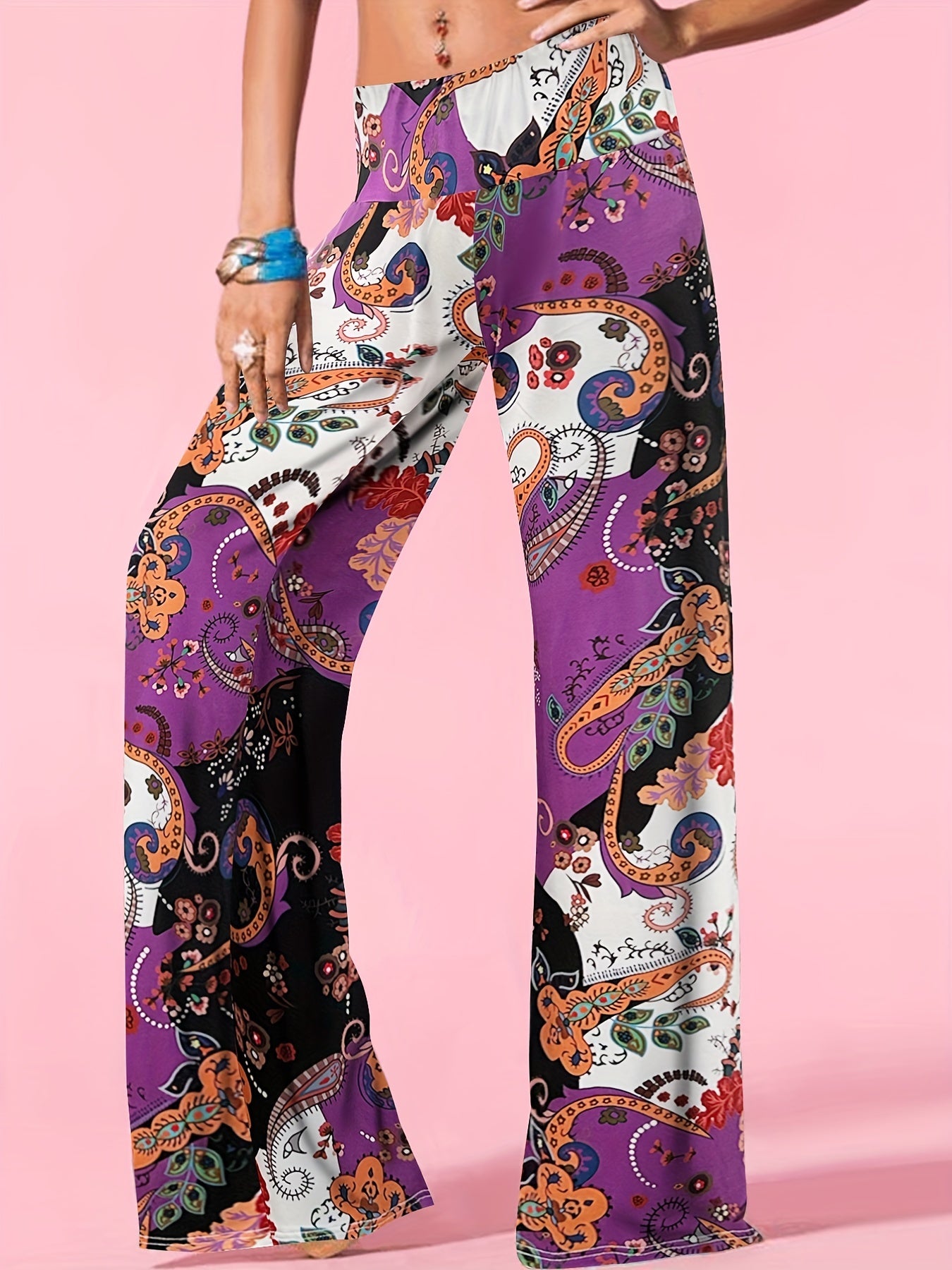 Boho Paisley Wide Leg Palazzo Pants