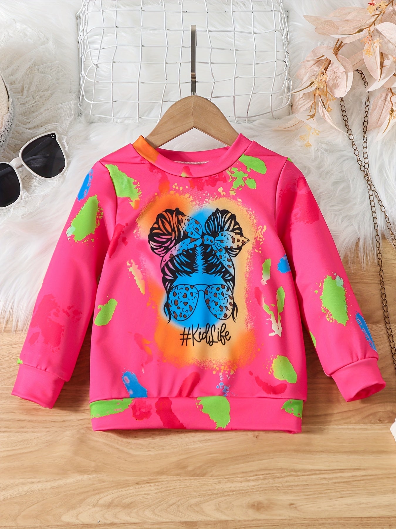 Graffiti Girls Crew Neck Pullover Sweatshirt