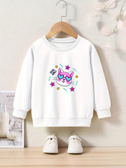 OERYUI Kids Kitty Graphic Sweatshirt Comfy Pullover