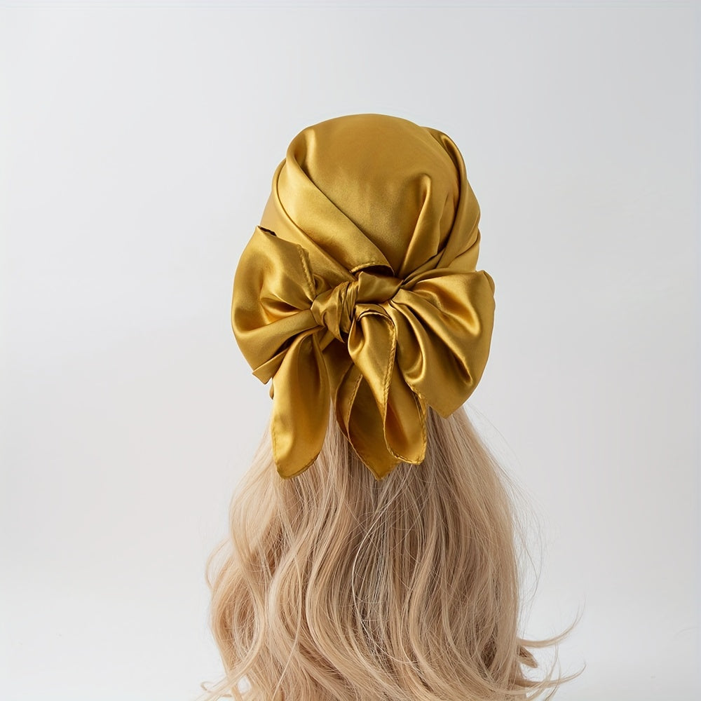 Yellow Satin Square Scarf Casual Shawl Bandana