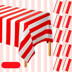 Red Striped Tablecloth Plastic Stripe Table Cover Carnival Circus Waterproof