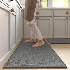 2pcs Kitchen Rugs Mats Set Anti fatigue Washable Non Slip Woven Runner Rug