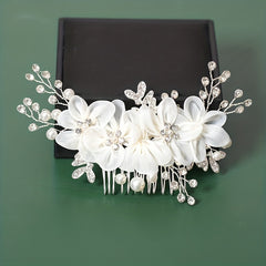 Faux Pearl Rhinestone Wedding Hair Comb Bridal Headdress