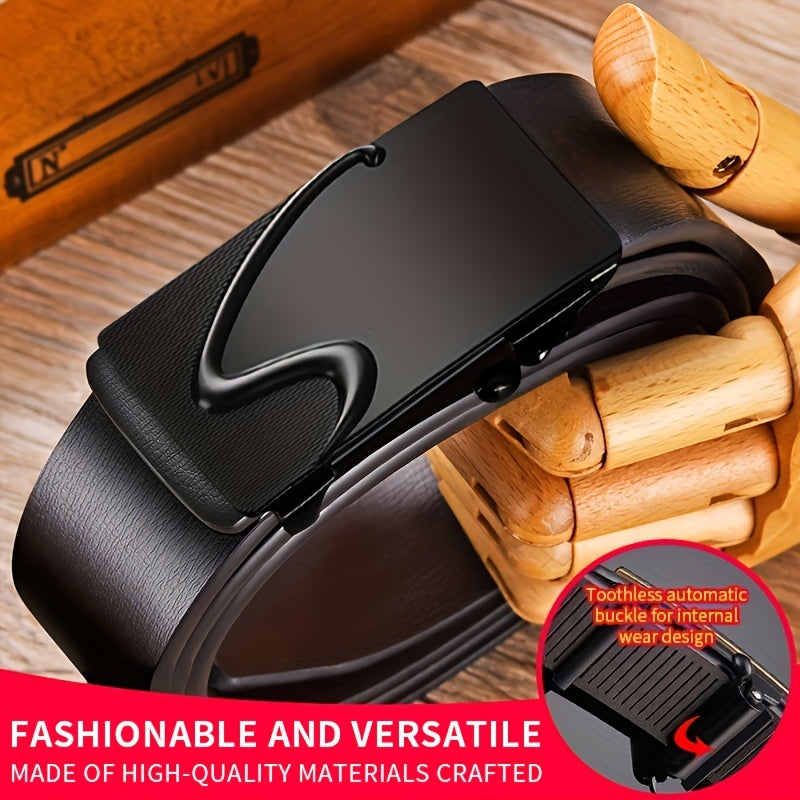 Men's Automatic Buckle PU Belt for Business Party Travel