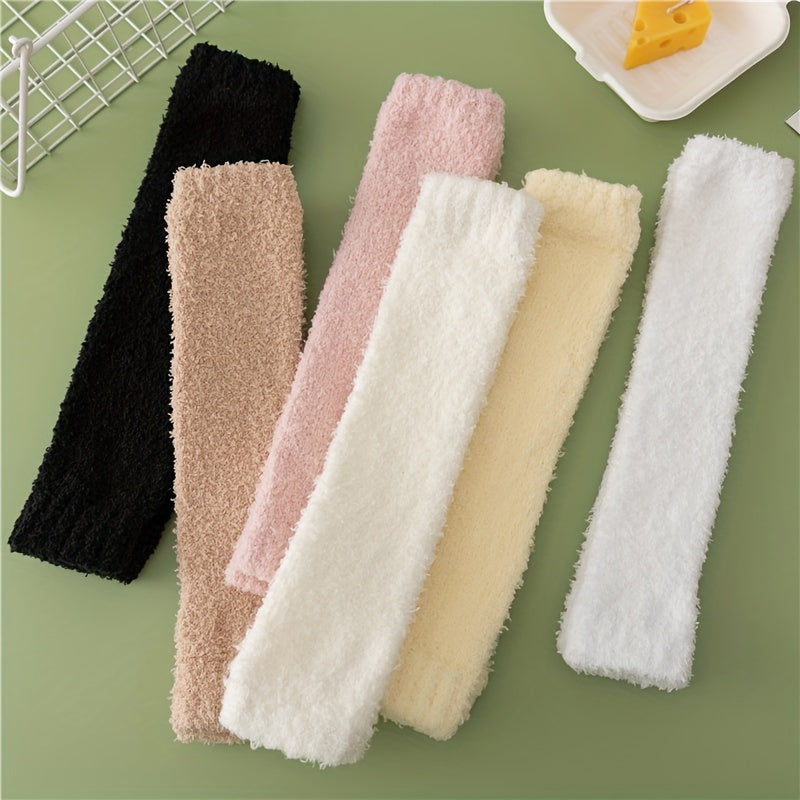 6 Pairs Fuzzy Leg Warmers Warm & Comfy Plush Socks Women's Stockings