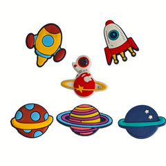 8pcs Space Spaceship Shoe Charms For Clogs Bubble Slides Sandals PVC Decorations