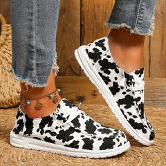 Women's Colorblock Flat Loafers Lace Up Canvas Slip On Shoes