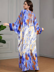 Boho Abaya Dress Women's Plus Tie Dye & Marble Print