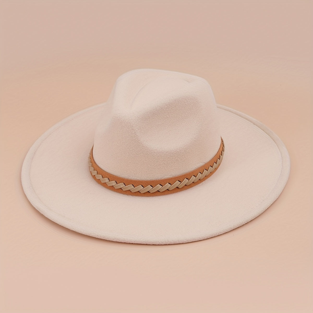 Boho Chain Decor Cowboy Hat Unisex Fedora Cap Lightweight Western Cowgirl Felt