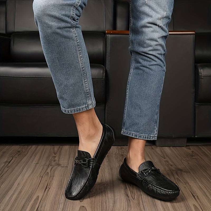 Women's Metal Buckle Loafers Slip On Soft Sole Anti skid Casual Flats Shoes