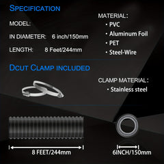 15 24 Cm 243 Vent Hose Flexible Insulated Air Ducting with 2 Clamps
