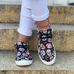 Women's Colorful Skull Pattern Skate Shoes Lightweight Breathable Walking Shoes