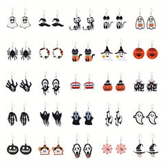 Halloween Dangle Earrings Set - Ghost Pumpkin Skull - Festive Party Decoration