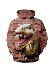 Dinosaur & Wall 3D Print Boys Hoodie