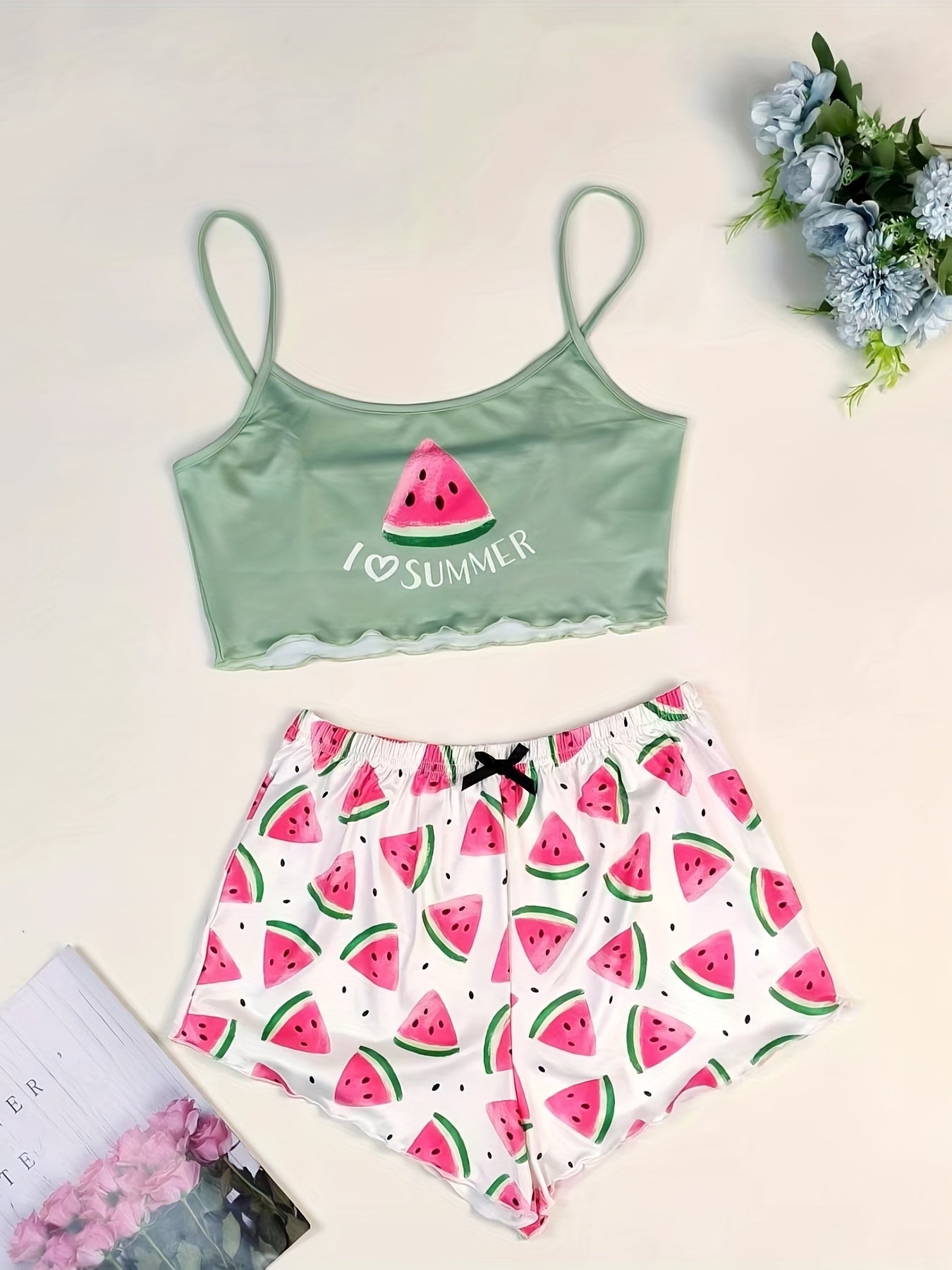 Watermelon Print Pajama Set for Women