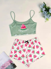 Watermelon Print Pajama Set for Women
