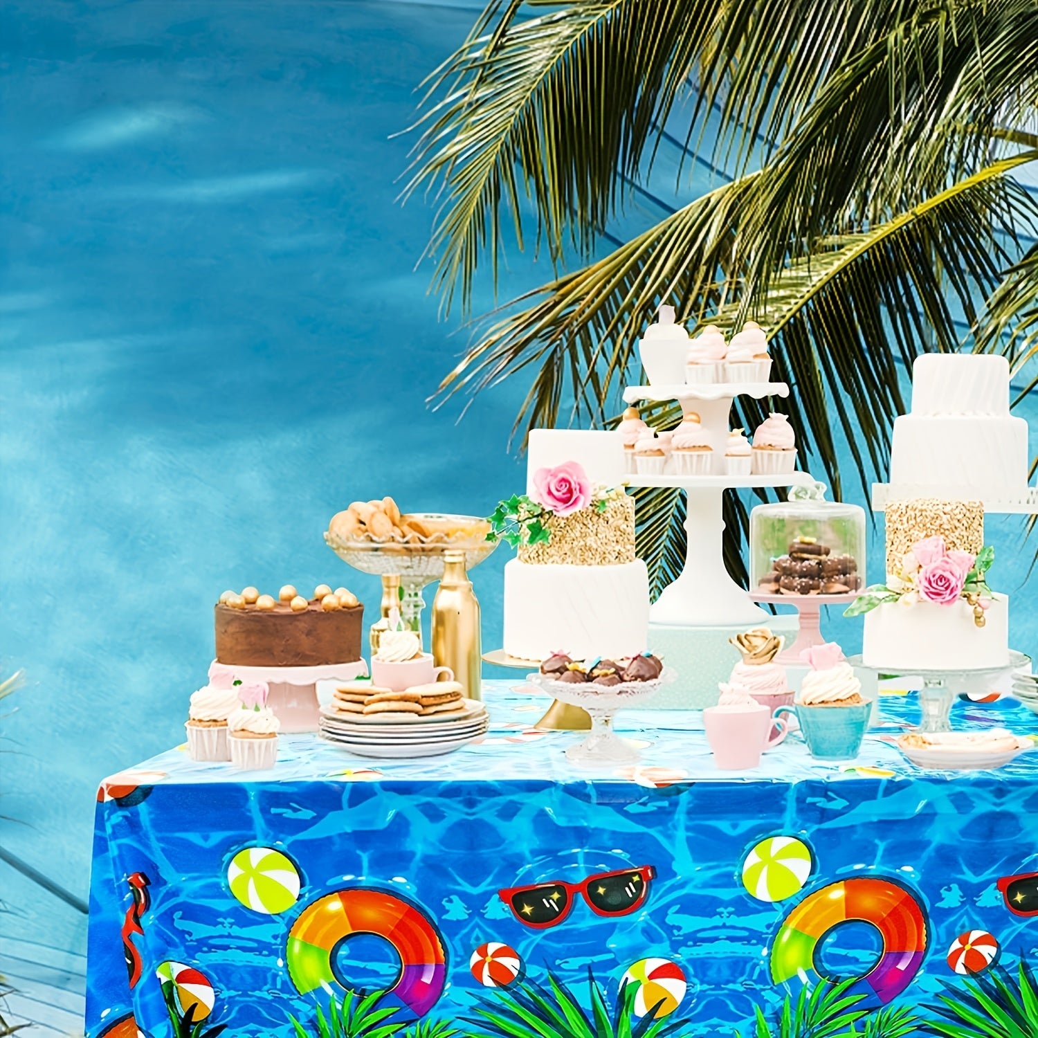 Disposable Pool Tablecloth for Beach Themed Party