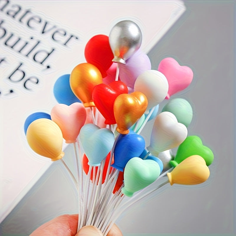 12pcs Resin Balloon Charms with Heart Shaped Caps Mixed Colors DIY Dollhouse Acc