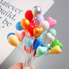 12pcs Resin Balloon Charms with Heart Shaped Caps Mixed Colors DIY Dollhouse Acc